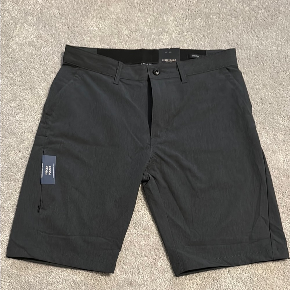 Kenneth Cole Black Flat Front Shorts Athletic-Casual Style